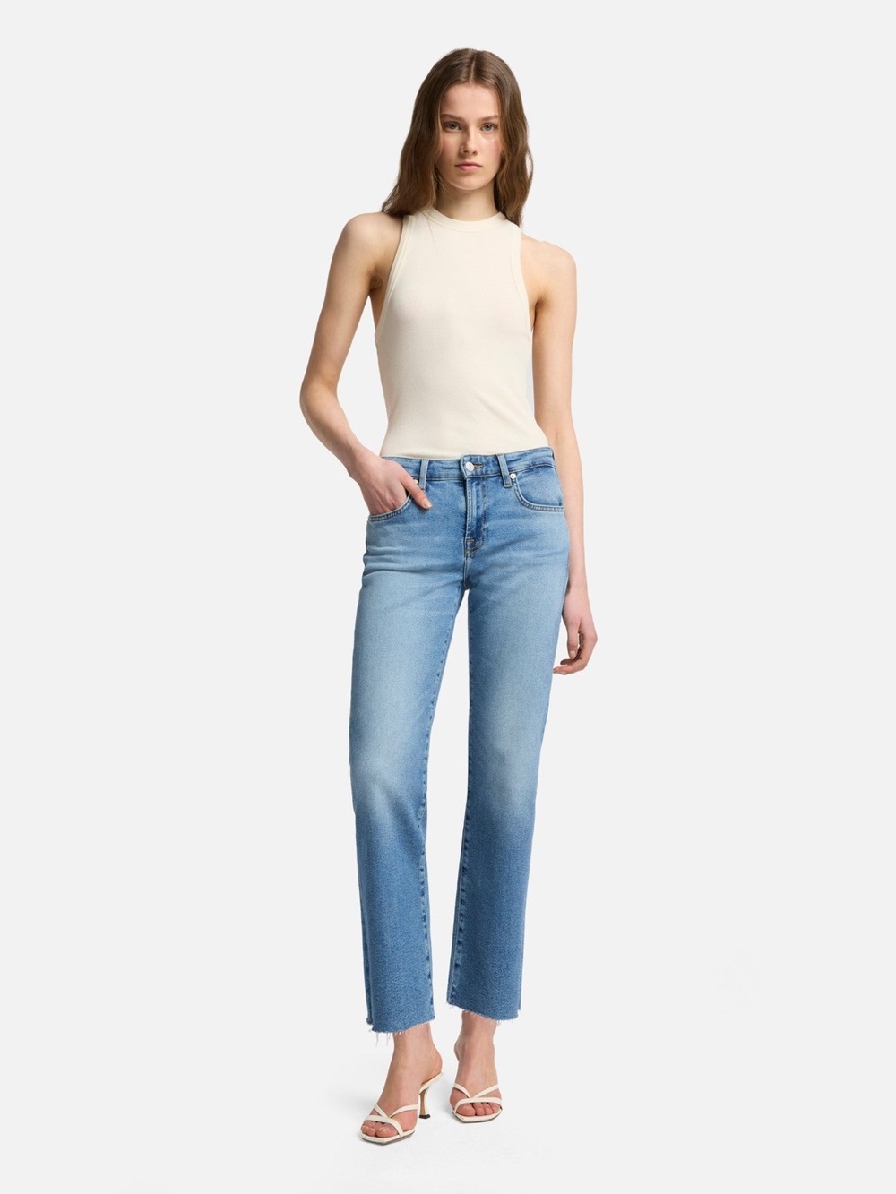 NWT 7 For All Mankind Calie Ankle Straight Jeans in Luxe Vintage, Size 24 - Picture 1 of 12